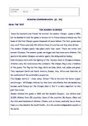 English Worksheet: The Modern Olympic Games