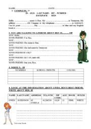 English Worksheet: personal information- 