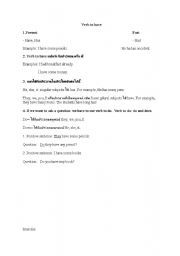 English Worksheet: Verb to have