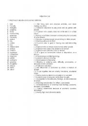 English worksheet: Match the personality adjectives