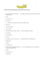 English Worksheet: quiz on future tenses