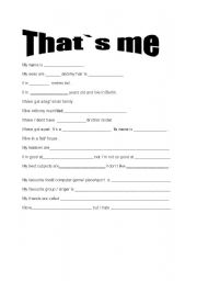 English worksheet: All about me