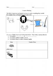 English worksheet: Creative Thinking