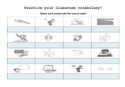 English Worksheet: Practice your classroom vocabulary