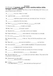 English worksheet: somebody / something