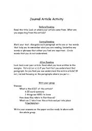 English Worksheet: Reading Strategy Activity