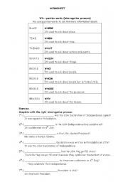 English worksheet: Wh- question words 