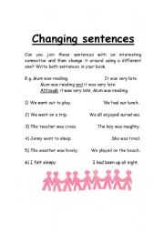 English worksheet: Changing Sentences