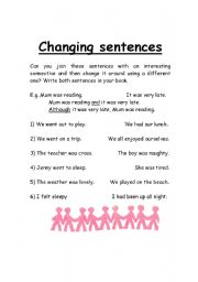 English worksheet: Changing Sentences