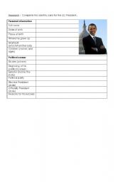 English worksheet: Barack OBAMAs Identity Card