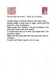 English Worksheet: Find the errors