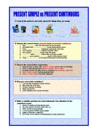 English Worksheet: PRESENT SIMPLE vs PRESENT CONTINUOUS