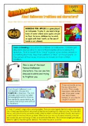 English Worksheet: Halloween characters and traditions