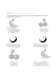 English Worksheet: Color Words