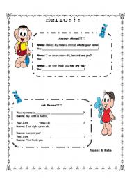 English Worksheet: Hello