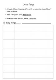 English worksheet: living things