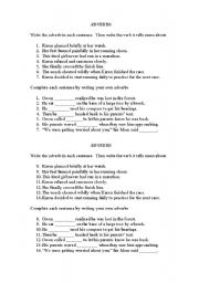English Worksheet: Adverbs