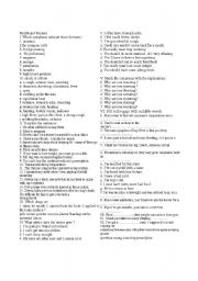 English Worksheet: health and diseases