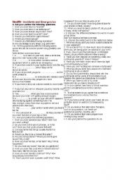 English worksheet: accidents and emergencies