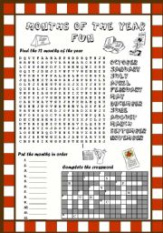 English Worksheet: MONTHS OF THE YEAR FUN I