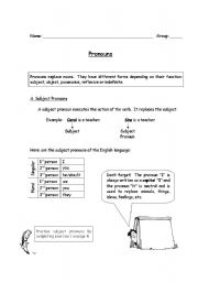English worksheet: Pronouns (explanations and exercises)