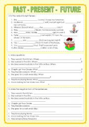 English Worksheet: Present-Past-Future