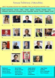 English Worksheet: NATIONALITIES........... WITH POLITICIANS!!!! (RELOADED; KEY ADDED)