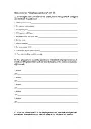 English Worksheet: Simple present tense test