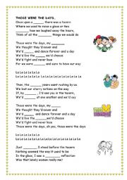 English Worksheet: those were the days song