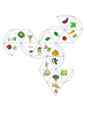 English Worksheet: fruit s and vegetables editable dice