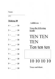 English Worksheet: Making 10
