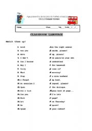 English worksheet: Classroom Language