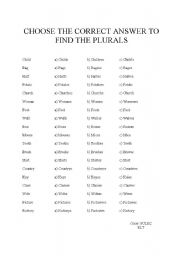 English Worksheet: singular & plural