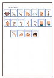 English Worksheet: Parts of the body 2/2