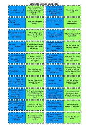English Worksheet: REPORTED SPEECH DOMINOES - with gaps, BLACK and WHITE version included, FULLY EDITABLE