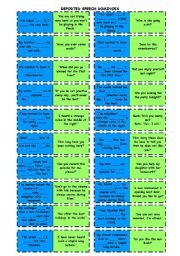 REPORTED SPEECH DOMINOES - with gaps, BLACK and WHITE version included, FULLY EDITABLE