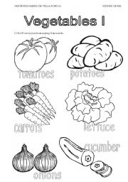 English Worksheet: vegetables