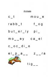 English Worksheet: Animal names cloze procedure worksheet