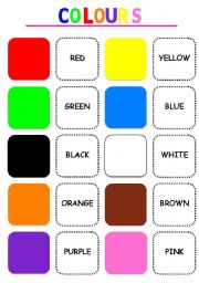 English Worksheet: Colours memory game