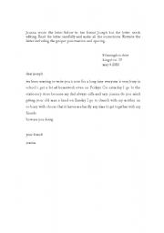 English Worksheet: Editing a friendly letter