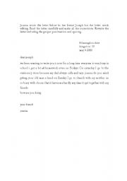 English worksheet: Editing a friendly letter