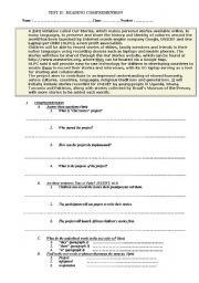 English Worksheet: Reading comprehension test