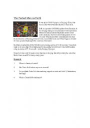 English Worksheet: Usain Bolt: The Fastest Man on Earth