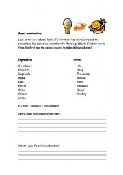 English worksheet: Great food combinations