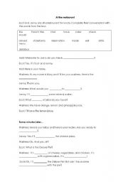 English Worksheet: Fill in the blanks - at the restaurant