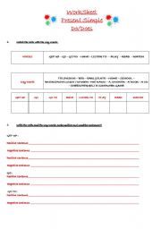 English worksheet: Work Sheet  Present Simple Do- Does