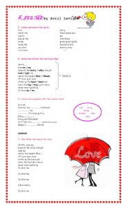 English Worksheet: Song. Kiss me by Avril Lavigne