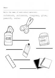 English Worksheet: SCHOOL MATERIALS