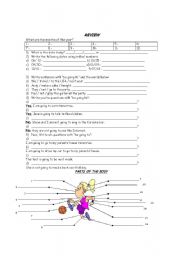 English Worksheet: BODY PARTS, FUTURE GOING TO, ORDINAL NUMBERS, MONTHS, HEALTH PROBLEMS