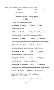English Worksheet: part of speech worksheet 2